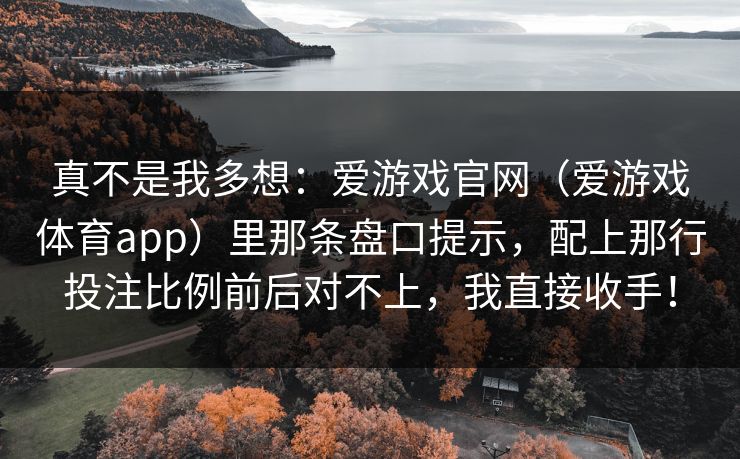 真不是我多想：爱游戏官网（爱游戏体育app）里那条盘口提示，配上那行投注比例前后对不上，我直接收手！
