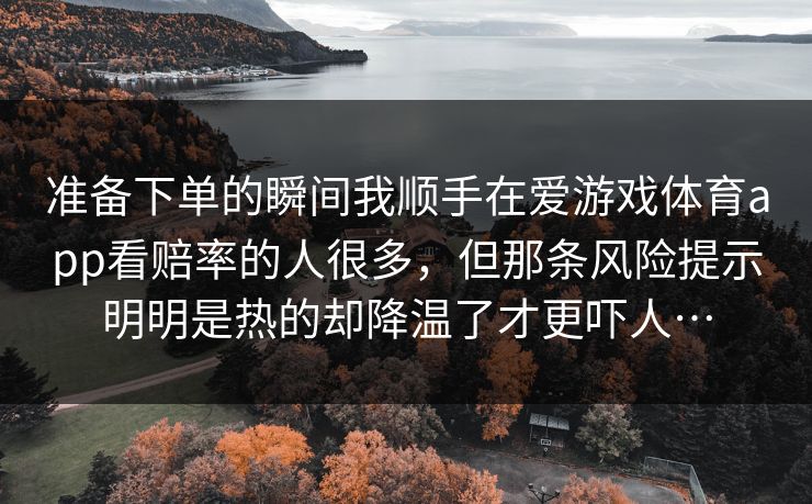 准备下单的瞬间我顺手在爱游戏体育app看赔率的人很多，但那条风险提示明明是热的却降温了才更吓人…